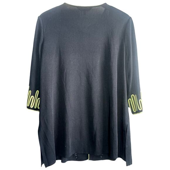 Ming Wang XL Black Lime Green Open Front Jacket Top w/ Hook Closure - Picture 5 of 8